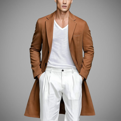 Bartłomiej | Brązowa marynarka płaszczowa