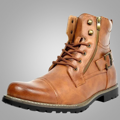 Sylwester | Skórzane botki sznurowane